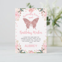 Rose Gold Glitzer Butterfly Kisses Geburtstag