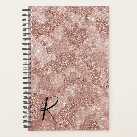 Rose Gold Glitzer Camouflage Jahresprogramm Planer (Vorderseite)