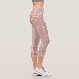 Rose Gold Glitzer Capri Leggings mit benutzerdefin