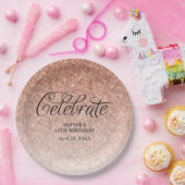 Rose Gold Glitzer Celebrate Personalisiert Pappteller (Party)