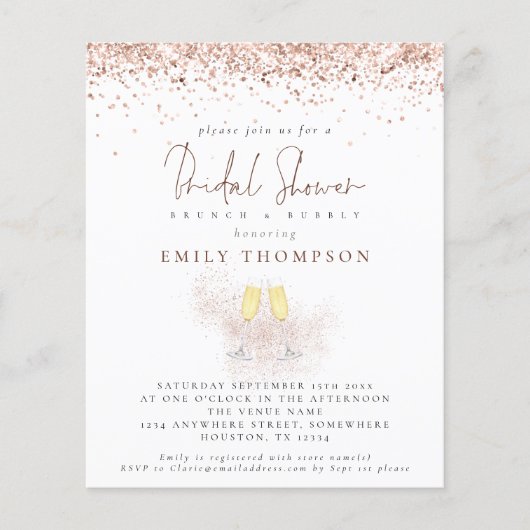 Rose Gold Glitzer Champagne Brautparty (Vorderseite)