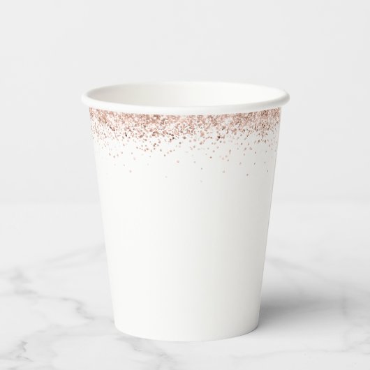 Rose Gold Glitzer Champagne Brautparty Pappbecher (Rückseite)