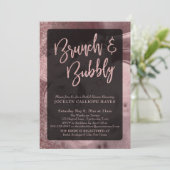 Rose Gold Glitzer Champagne Brunch & Bubbly Einladung (Stehend Vorderseite)