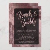Rose Gold Glitzer Champagne Brunch & Bubbly Einladung (Vorne/Hinten)