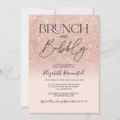 Rose Gold Glitzer Chic Brunch Bubbly Brautparty Einladung (Vorderseite)
