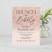 Rose Gold Glitzer Chic Brunch Bubbly Brautparty Einladung (Stehend Vorderseite)
