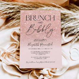 Rose Gold Glitzer Chic Brunch Bubbly Brautparty Einladung