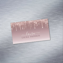 Rose Gold Glitzer Chic-Skript mit Monogramm Busine Magnetische Visitenkarte