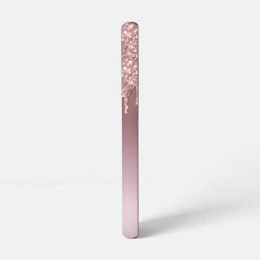 Rose Gold Glitzer Chic-Skript mit Monogramm Samsung Galaxy Hülle (Linke Seite)