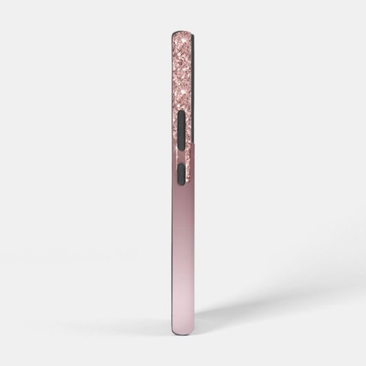 Rose Gold Glitzer Chic-Skript mit Monogramm Samsung Galaxy Hülle (Rechte Seite)