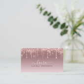 Rose Gold Glitzer Chic-Skript mit Monogramm Visitenkarte (Stehend Vorderseite)