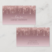 Rose Gold Glitzer Chic-Skript mit Monogramm Visitenkarte (Vorne/Hinten)