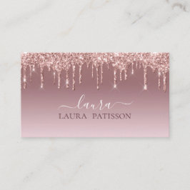 Rose Gold Glitzer Chic-Skript mit Monogramm Visitenkarte