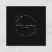 Rose Gold Glitzer Circle Logo-Visitenkarte Quadratische Visitenkarte (Vorderseite)