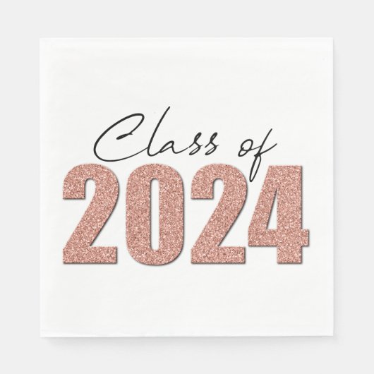 Rose Gold Glitzer Class 2024 Serviette (Vorderseite)