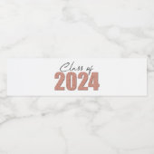 Rose Gold Glitzer Class 2024 Wasserflaschenetikett (Einzelnes Label)