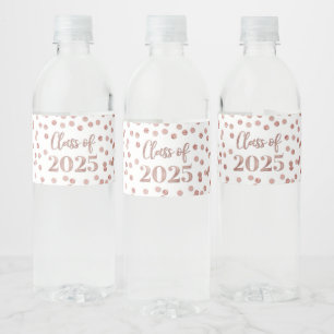 Rose Gold Glitzer Class 2025 Abschluss Wasserflaschenetikett