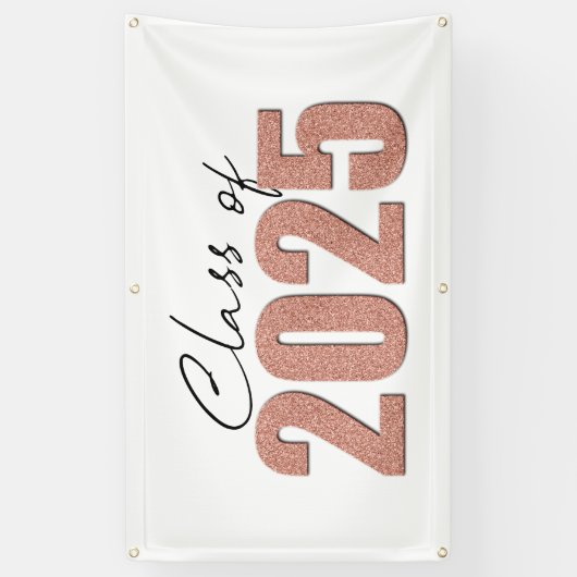 Rose Gold Glitzer Class 2025 Banner (Vertikal)