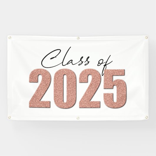 Rose Gold Glitzer Class 2025 Banner (Horizontal)