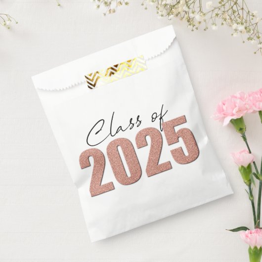 Rose Gold Glitzer Class 2025 Geschenktütchen (Versiegelt)