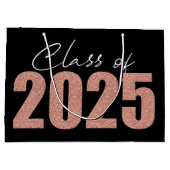 Rose Gold Glitzer Class 2025 Große Geschenktüte (Rückseite)