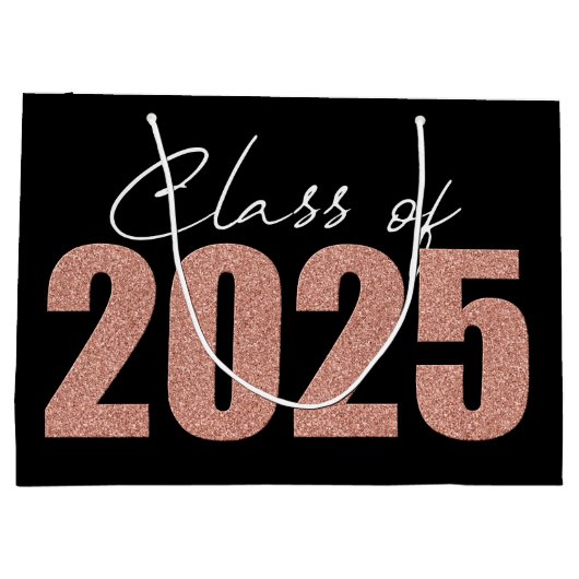 Rose Gold Glitzer Class 2025 Große Geschenktüte (Rückseite)