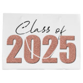 Rose Gold Glitzer Class 2025 Große Geschenktüte (Rückseite)