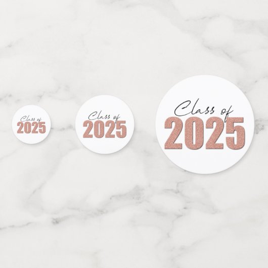 Rose Gold Glitzer Class 2025 Konfetti (Vorderseiten)