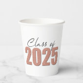 Rose Gold Glitzer Class 2025 Pappbecher (Rückseite)