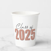 Rose Gold Glitzer Class 2025 Pappbecher (Vorderseite)