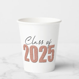 Rose Gold Glitzer Class 2025 Pappbecher