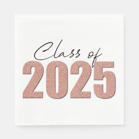 Rose Gold Glitzer Class 2025 Serviette (Vorderseite)