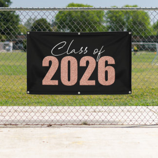 Rose Gold Glitzer Class 2026 Banner