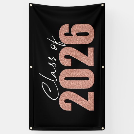 Rose Gold Glitzer Class 2026 Banner (Vertikal)