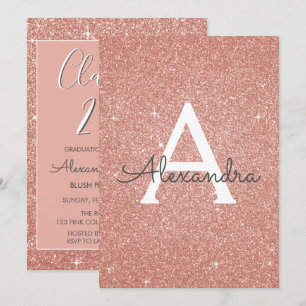 Rose Gold Glitzer Class of 2018 Graduation Party Einladung