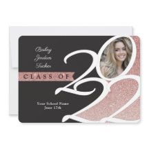 Rose Gold Glitzer Class of 2022 Foto Abschluss