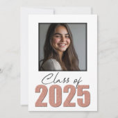 Rose Gold Glitzer Class of 2025 Foto Ankündigung (Vorderseite)