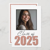 Rose Gold Glitzer Class of 2025 Foto Ankündigung (Vorne/Hinten)