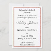 Rose Gold Glitzer Class of 2025 Foto Open House Einladung (Rückseite)