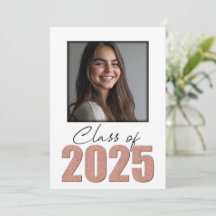 Rose Gold Glitzer Class of 2025 Foto Open House