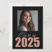 Rose Gold Glitzer Class of 2025 Foto Open House Einladung (Vorderseite)