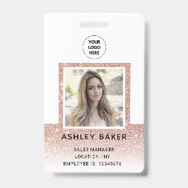 Rose Gold Glitzer Company Security ID Foto Name Ausweis