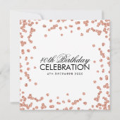 Rose Gold Glitzer Confetti 40. Geburtstag Weiß Einladung (Rückseite)