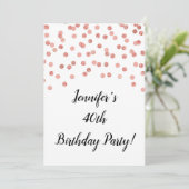 Rose Gold Glitzer Confetti 40 und fabelhaft Einladung (Stehend Vorderseite)