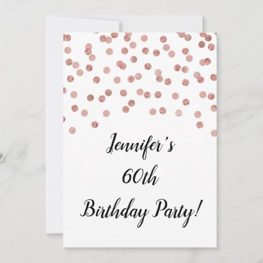 Rose Gold Glitzer Confetti 60 und fabelhaft Einladung (Vorderseite)