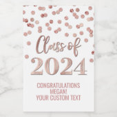 Rose Gold Glitzer Confetti Abschluss Weinetikett (Einzelnes Label)