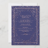 Rose Gold Glitzer Confetti Border Sweet 16 Einladung (Vorderseite)