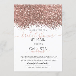 Rose Gold Glitzer Confetti Brautparty per Mail Einladung