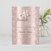 Rose Gold Glitzer Confetti Brunch Brautparty Einladung (Stehend Vorderseite)