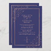 Rose Gold Glitzer Confetti Corners Wedding Einladung (Vorne/Hinten)